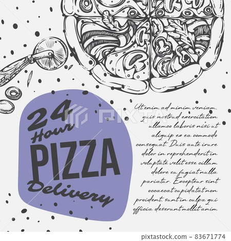 Pizza delivery 24 hours, order online quick vector 83671774