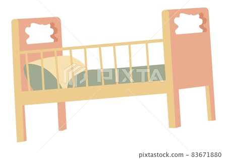 Wooden crib with pillow and blanket, kid furniture 83671880