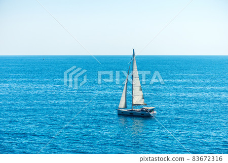Sailboat in the Mediterranean sea - Cinque Terre Liguria Italy 83672316