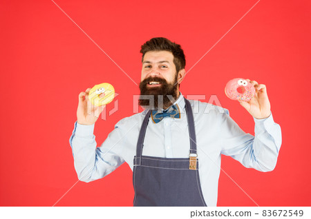 Carbs and calories. Bearded cheerful well groomed man  83672549