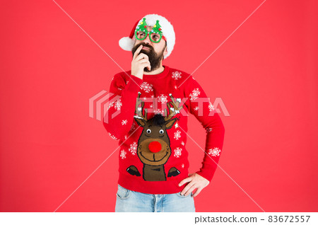 Knitted sweater. Happy new year. Christmas spirit.  83672557