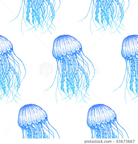 Dotwork Jellyfish Seamless Pattern Dotwork Jellyfish Seamless Pattern 83673667