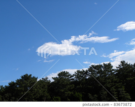 藍天和白色雲彩在Inage沿岸航行 藍天和白色雲彩在Inage沿岸航行 83673872