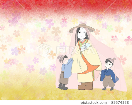 Background-Japanese pattern-Person-Parent-child-Heian period 83674328