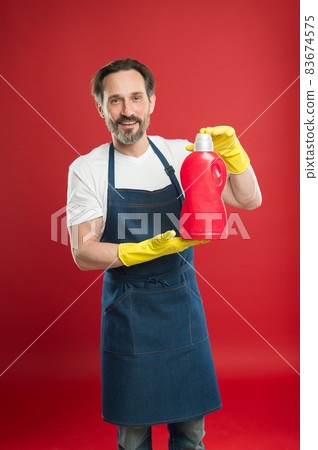 Extreme washing solution. Mature man hold washing 83674575