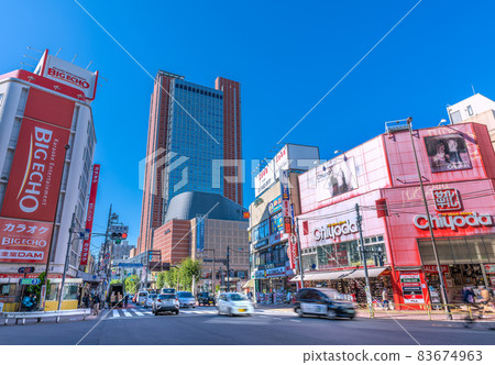 Tokyo cityscape in Japan overlooking Sangenjaya station and Carrot Tower 83674963