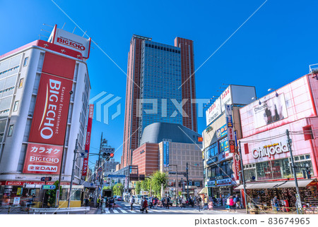 Tokyo cityscape in Japan overlooking Sangenjaya station and Carrot Tower 83674965