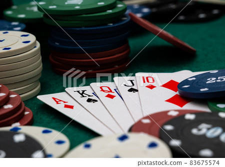 A Royal Straight Flush Playing Cards Poker Hand Stock Photo