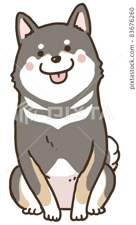 Sitting black shiba full color Sitting black shiba full color 83676260