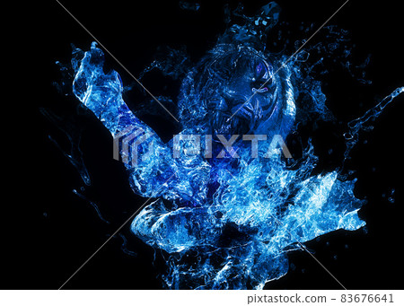 3D Water splashes tiger 83676641