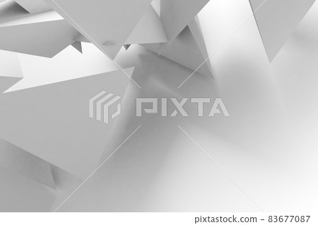 Abstract geometric background, random white triangular objects, 3 d Abstract geometric background, random white triangular objects, 3 d 83677087