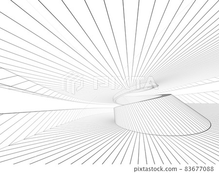 Outline wire frame model of a spiral interior isolated on white Outline wire frame model of a spiral interior isolated on white 83677088
