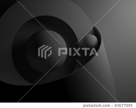 Abstract black still life installation with geometric primitives. 3d art Abstract black still life installation with geometric primitives. 3d art 83677095