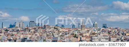 Istanbul cityscape in Turkey with Galata Tower. 83677907