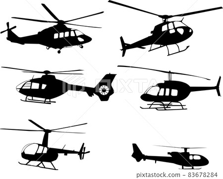 helicopters silhouettes collection - vector 83678284