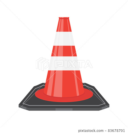 Striped Red Traffic Cone Icon Isolated on White Background 83678701