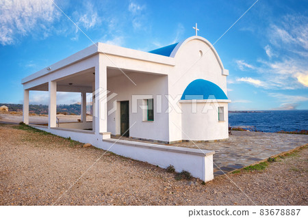 Agioi Anargyroi Church at Cape Greco on sunny day Agioi Anargyroi Church at Cape Greco on sunny day 83678887