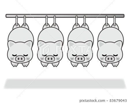 Illustration of a pig processed at a meat center 5 83679043