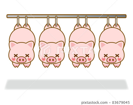 Illustration of a pig processed at a meat center 2 Illustration of a pig processed at a meat center 2 83679045