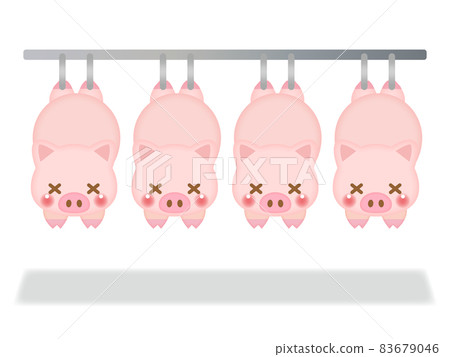 Illustration of a pig processed at a meat center 3 Illustration of a pig processed at a meat center 3 83679046