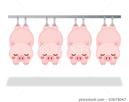 Illustration of a pig processed at a meat center 4 Illustration of a pig processed at a meat center 4 83679047