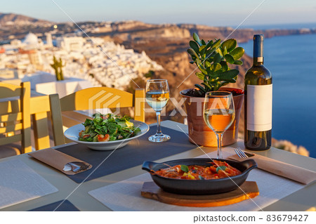 Dinner for two in a restaurant overlooking the sea 83679427