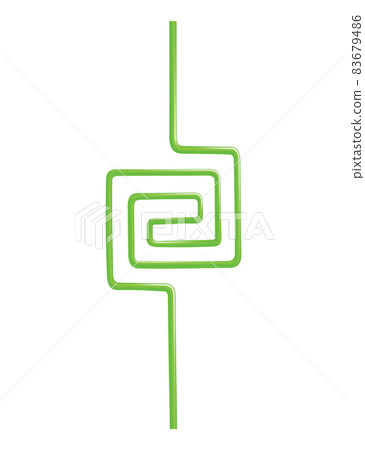 Drinking straw in abstract design or form. Color disposable plastic and flexible straw for beverage juice and cocktail. Vector illustration of curved pipe line 83679486