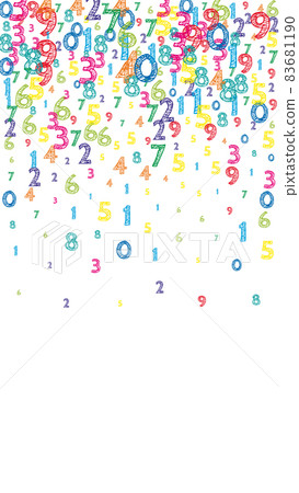 Falling colorful orderly numbers. Math study concept with flying digits. Majestic back to school mathematics banner on white background. Falling numbers vector illustration. Falling colorful orderly numbers. Math study concept with flying digits. Majestic back to school mathematics banner on white background. Falling numbers vector illustration. 83681190
