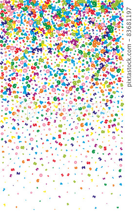 Falling vivid numbers. Math study concept with flying digits. Graceful back to school mathematics banner on white background. Falling numbers vector illustration. Falling vivid numbers. Math study concept with flying digits. Graceful back to school mathematics banner on white background. Falling numbers vector illustration. 83681197