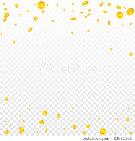 European Union Euro coins falling. Delicate scattered EUR coins. Europe money. Overwhelming jackpot, wealth or success concept. Vector illustration. European Union Euro coins falling. Delicate scattered EUR coins. Europe money. Overwhelming jackpot, wealth or success concept. Vector illustration. 83681198