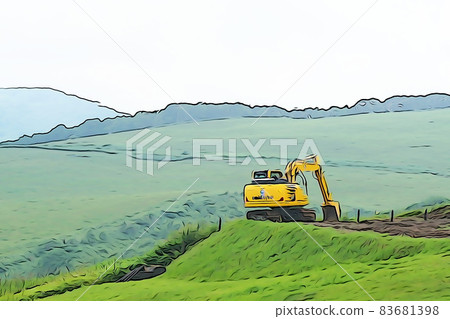 "Landscape with a power shovel" Illustration image "Landscape with a power shovel" Illustration image 83681398