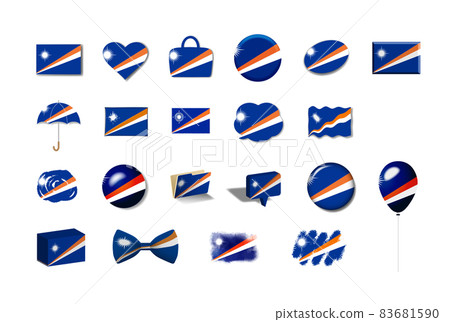 Marshall Islands-21 national flag illustration set 83681590