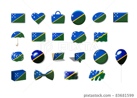 Solomon Islands-21 national flag illustration set 83681599