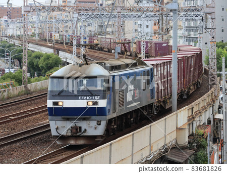 EF210 towed freight train running near Motomachi station 83681826