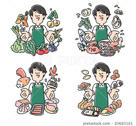 Clerk (male) "Fresh food / side dish information" prime ver. Clerk (male) "Fresh food / side dish information" prime ver. 83683181