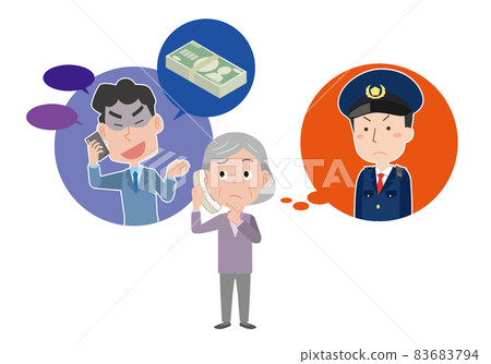 Elderly woman who notices transfer fraud and thinks about reporting Elderly woman who notices transfer fraud and thinks about reporting 83683794