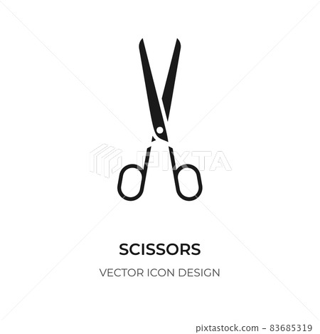 Scissor black glyph icon closeup hair shear logo Scissor black glyph icon closeup hair shear logo 83685319