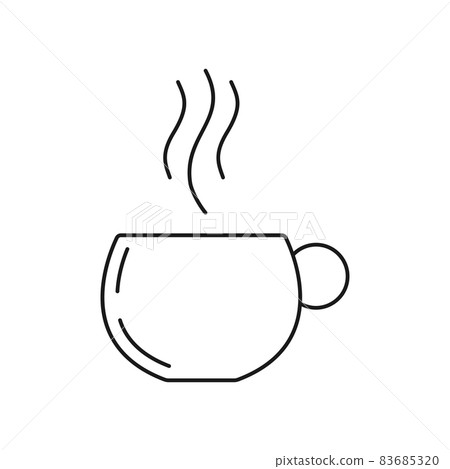Tea coffee cup line icon hot steam drink vector Tea coffee cup line icon hot steam drink vector 83685320