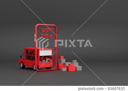 black friday Selling online with mobile phones that is ready to deliver delivery truck The car was full of parcels. 83687635