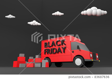 Black Friday sale.Business delivery trucks for online shopping ready to send to customers Consolidation speed. Black Friday sale.Business delivery trucks for online shopping ready to send to customers Consolidation speed. 83687636