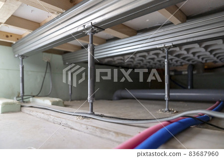Inside the underfloor of a newly built house Inside the underfloor of a newly built house 83687960