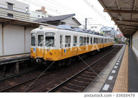 Kotoden 1000 series Ritsurin-Koen station Keihin Kyuko Electric Railway old 1000 type Takamatsu city Kagawa prefecture Shikoku Kotoden 1000 series Ritsurin-Koen station Keihin Kyuko Electric Railway old 1000 type Takamatsu city Kagawa prefecture Shikoku 83688479