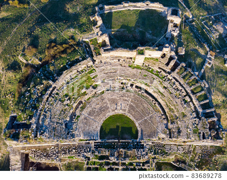 Ancient roman theater at Miletus in Turkey 83689278