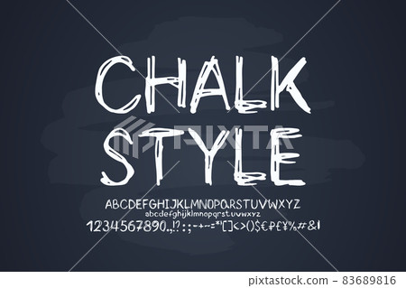 White chalky font on blackboard background. Original hand-drawn uppercase and lowercase letters, numbers, sketch style White chalky font on blackboard background. Original hand-drawn uppercase and lowercase letters, numbers, sketch style 83689816