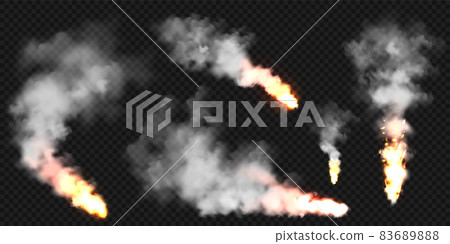 Realistic smoke clouds and fire. Flame blast, explosion. Stream of smoke from burning objects Realistic smoke clouds and fire. Flame blast, explosion. Stream of smoke from burning objects 83689888