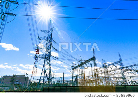 TEPCO Power Grid Substation Substation equipment and blue sky TEPCO Power Grid Substation Substation equipment and blue sky 83689966