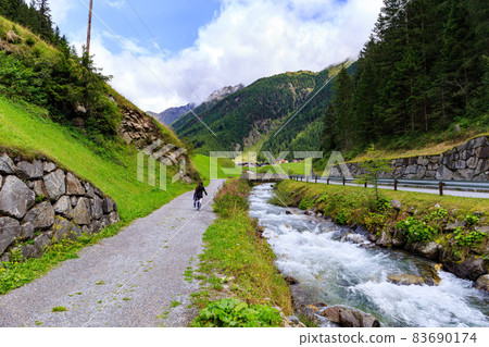 The summer view of Umhausen village Tirol Austria The summer view of Umhausen village Tirol Austria 83690174