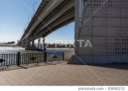 View of Voroshilovsky bridge in Rostov-on-Don, Russia 83690232