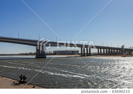 View of Voroshilovsky bridge in Rostov-on-Don, Russia 83690233