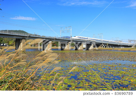 Tokaido Shinkansen passing through Jukumeike Tokaido Shinkansen passing through Jukumeike 83690789